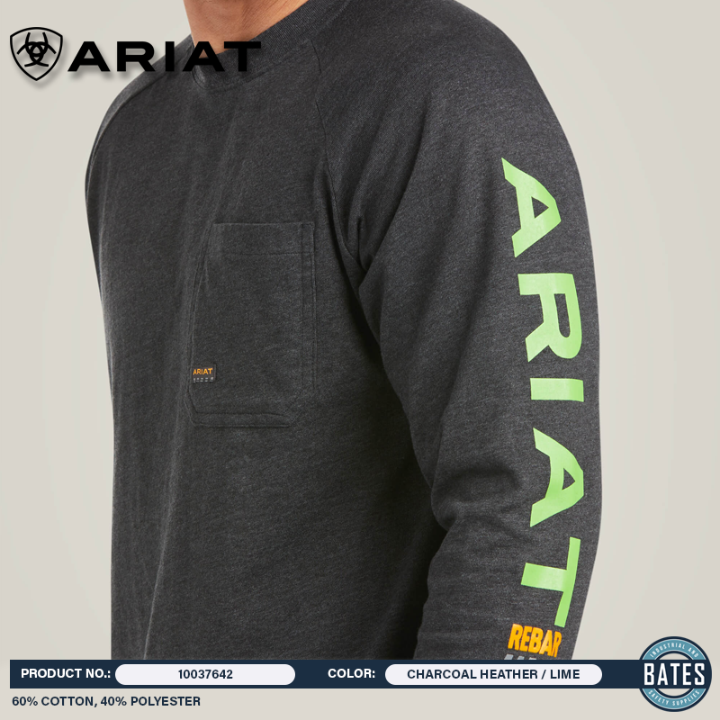 10037642 Ariat Men's REBAR® CottonStrong LS T-Shirt