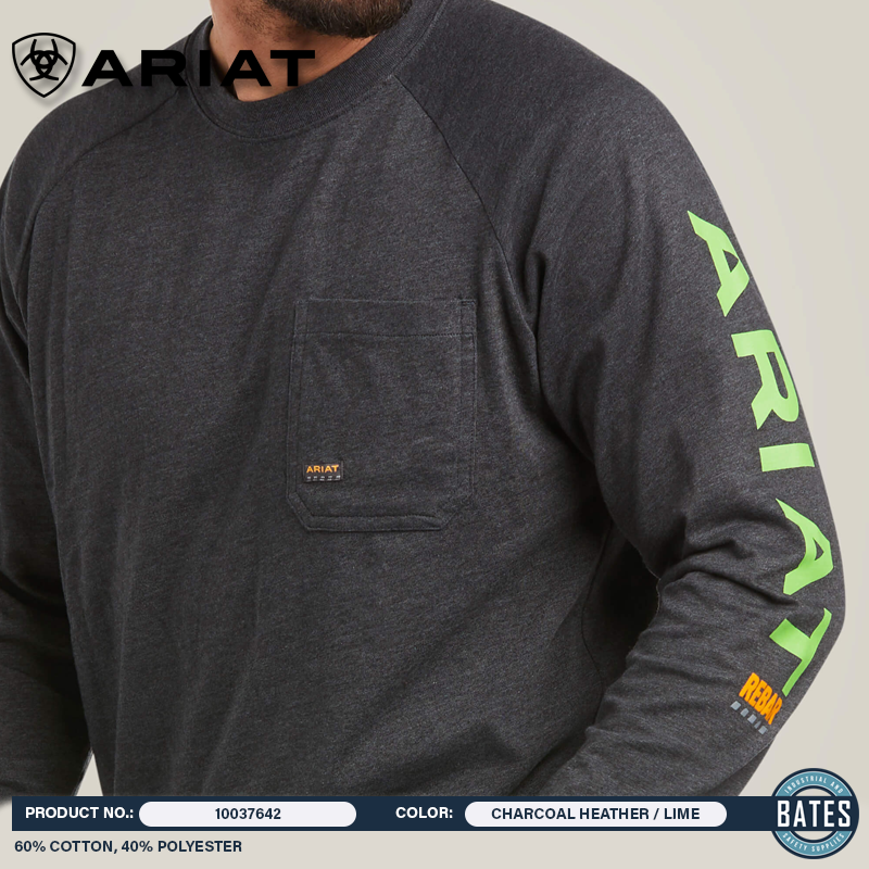 10037642 Ariat Men's REBAR® CottonStrong LS T-Shirt