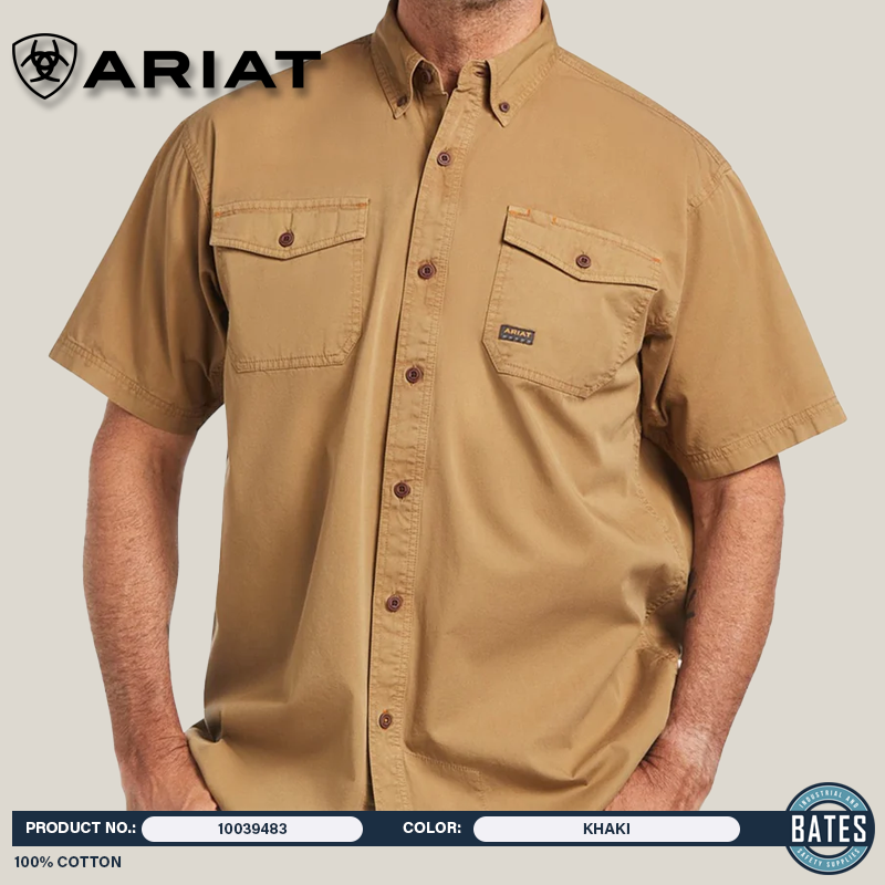 10039483 Ariat Men's REBAR® Washed Twill SS Work Shirt