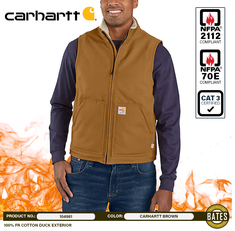 104981 Carhartt Men's FR DUCK Sherpa Lined Vests
