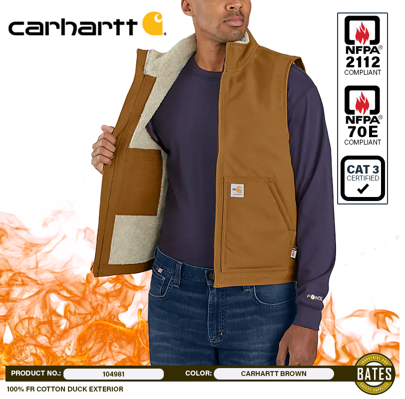 104981 Carhartt Men's FR DUCK Sherpa Lined Vests