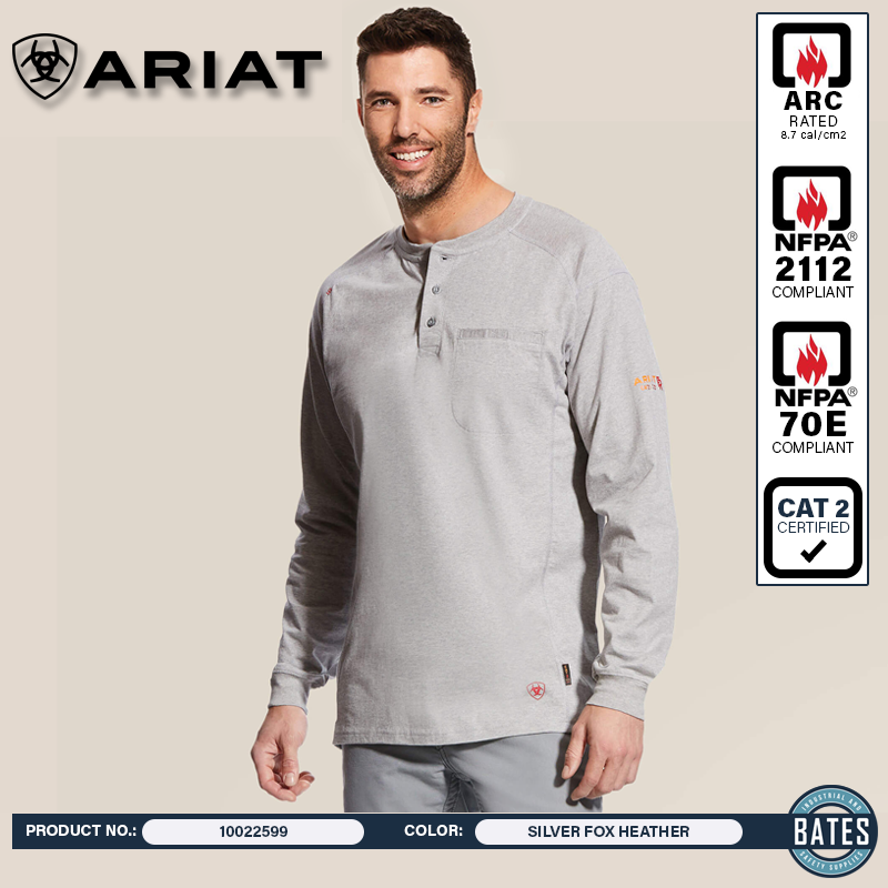 10022599 Ariat Men's FR AIR Henley LS Shirt