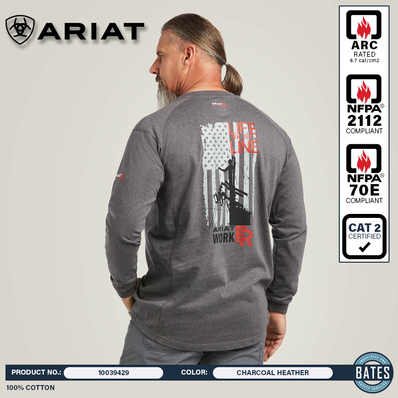 10039429 Ariat Men's FR "Life On The Line"  Graphic LS T-Shirt