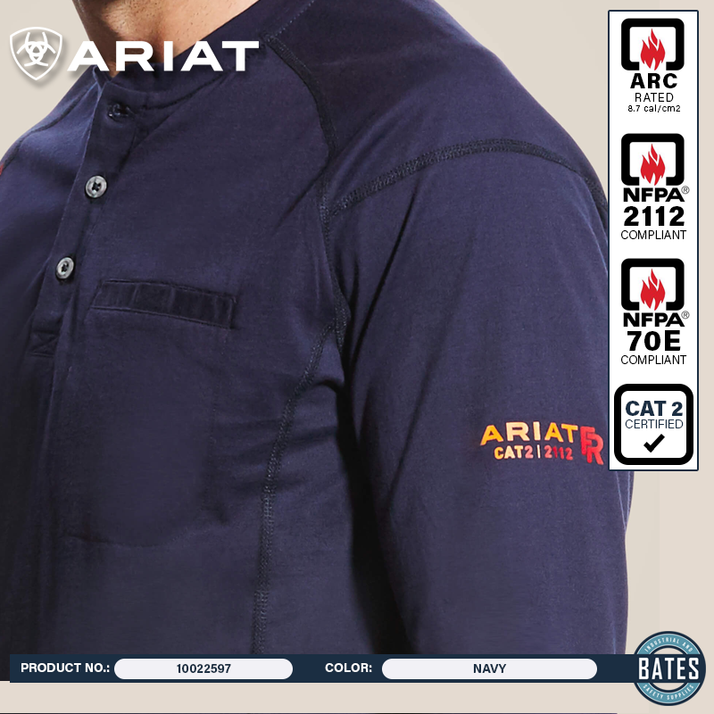10022597 Ariat Men's FR AIR Henley LS Shirt