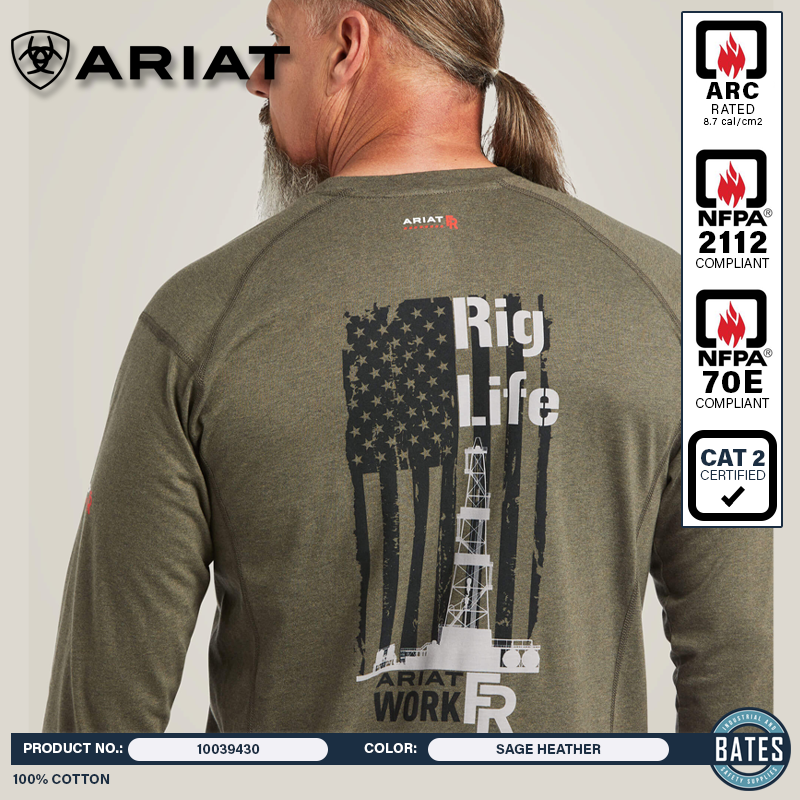 10039430 Ariat Men's FR "Rig Life"  Graphic LS T-Shirt