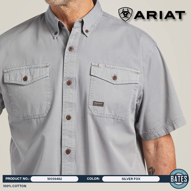 10039482 Ariat Men's REBAR® Washed Twill SS Work Shirt