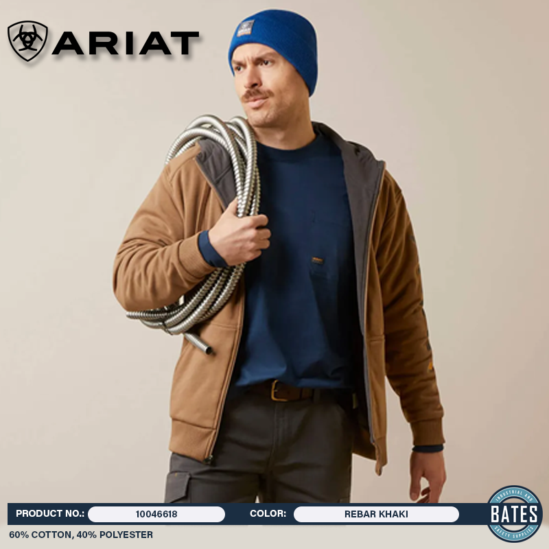 10046618 Ariat Men's Rebar All-Weather Full Zip Hoodie