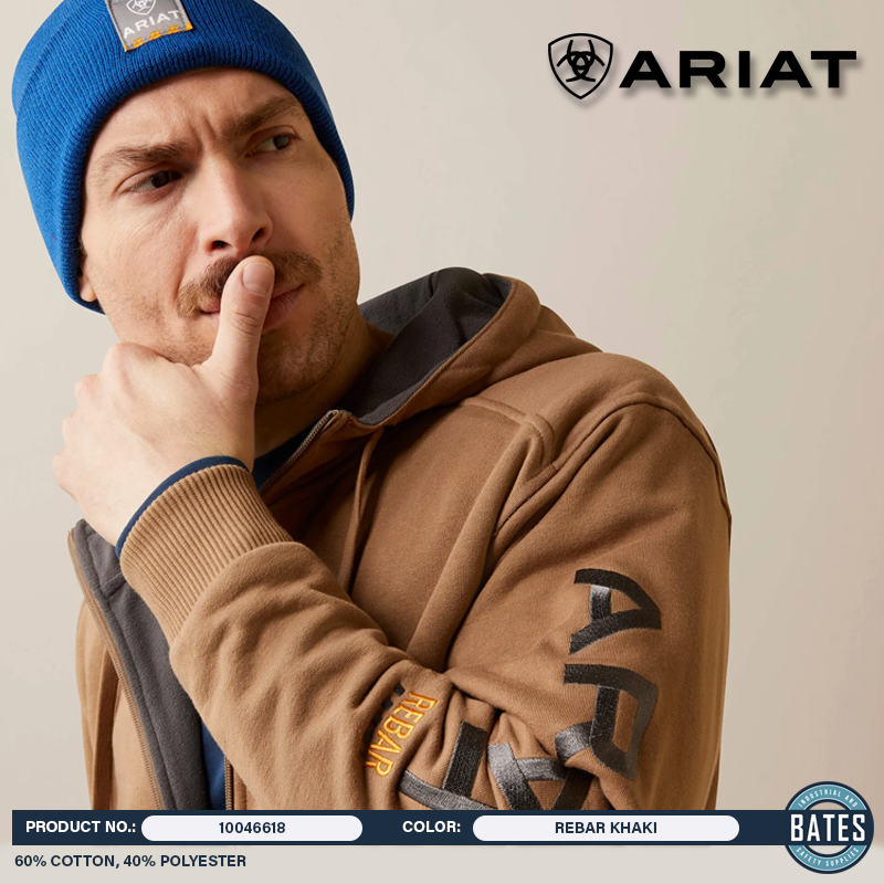 10046618 Ariat Men's Rebar All-Weather Full Zip Hoodie