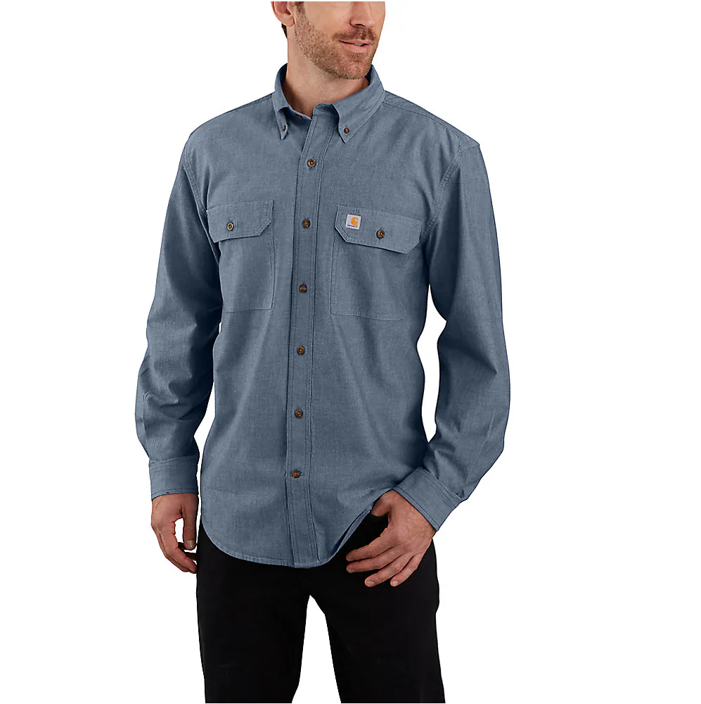 104368 CARHARTT MEN'S DEMIN BLUE CHAMBRAY FORT LOOSE LS SHIRT