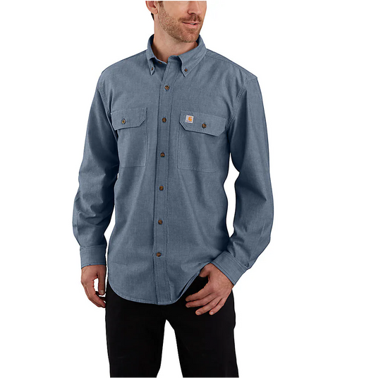 104368 CARHARTT MEN'S DEMIN BLUE CHAMBRAY FORT LOOSE LS SHIRT