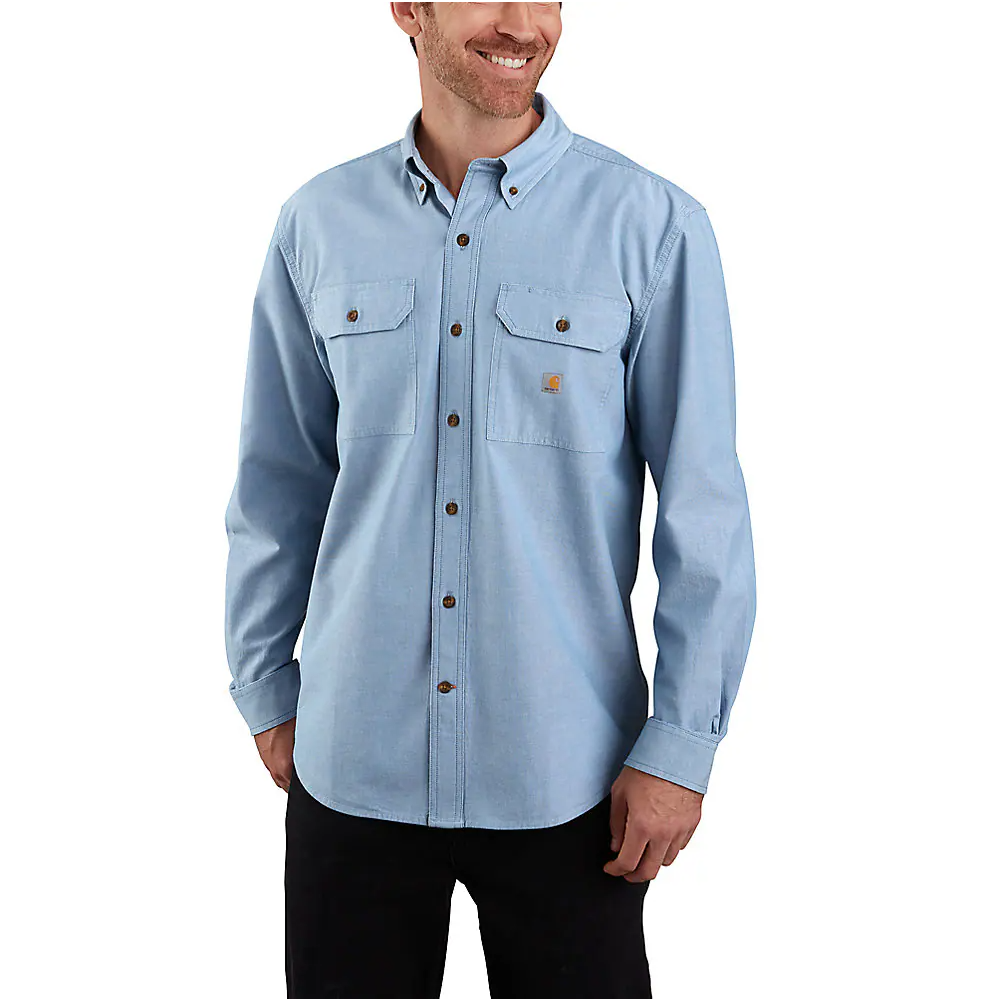 104368 CARHARTT MEN'S BLUE CHAMBRAY FORT LOOSE LS SHIRT