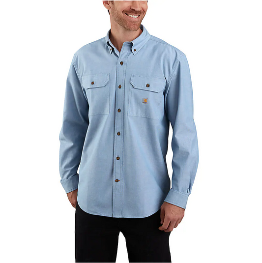 104368 CARHARTT MEN'S BLUE CHAMBRAY FORT LOOSE LS SHIRT