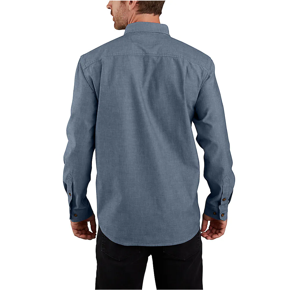 104368 CARHARTT MEN'S DEMIN BLUE CHAMBRAY FORT LOOSE LS SHIRT