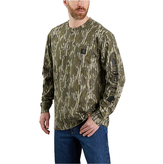 105483 CARHARTT MEN'S DEARBORN LOOSE LS MOSSY OAK BOTTOMLAND CAMO T-SHIRT