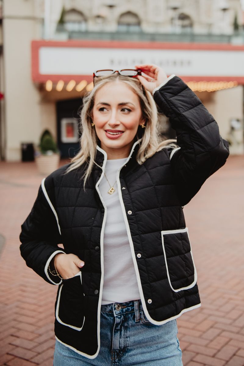 KATYDID BLACK LADIES QUILTED TRIM JACKET