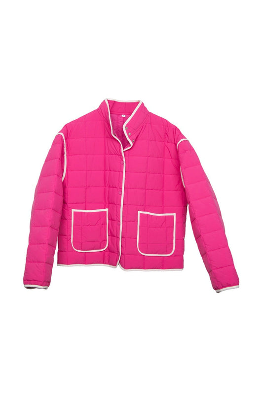 KATYDID HOT PINK QUILTED TRIM JACKET