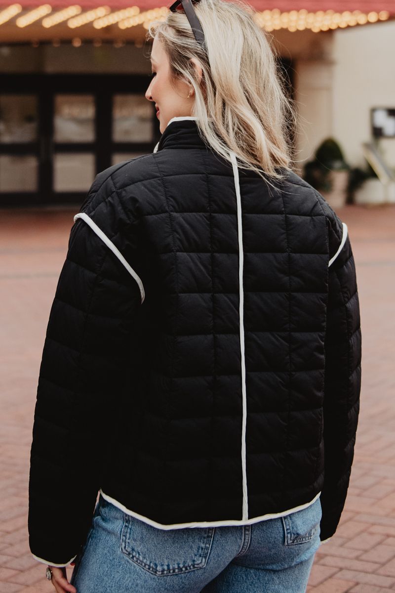 KATYDID BLACK LADIES QUILTED TRIM JACKET