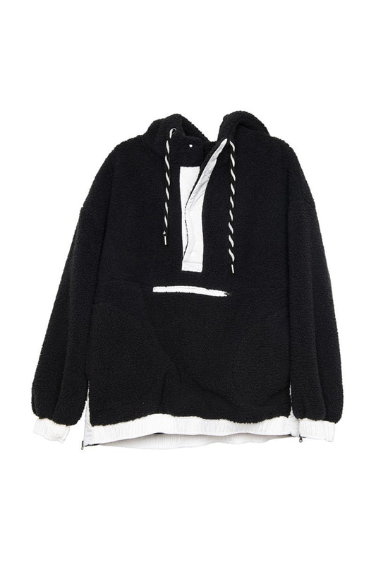KATYDID BLACK SHERPA PULLOVER HOODIE