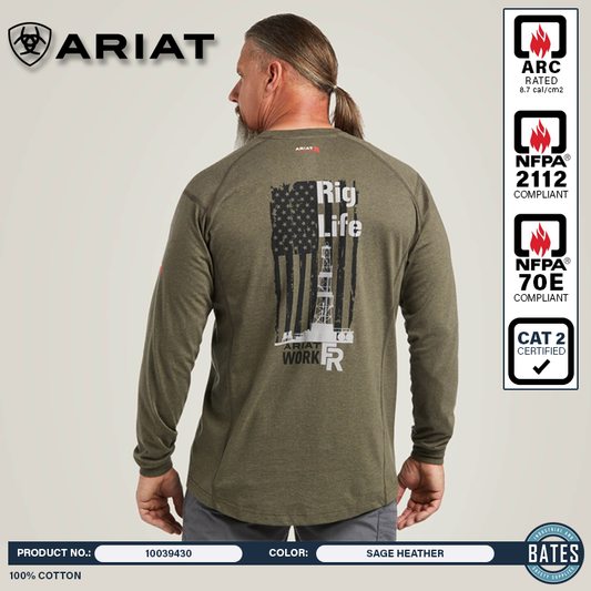 10039430 Ariat Men's FR "Rig Life"  Graphic LS T-Shirt