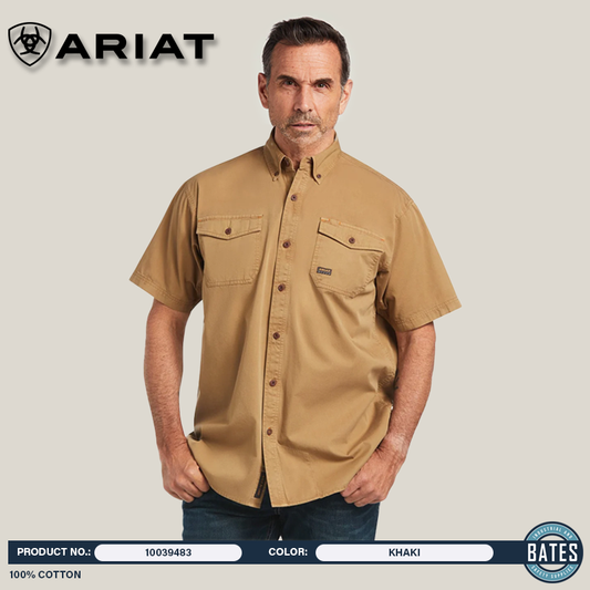 10039483 Ariat Men's REBAR® Washed Twill SS Work Shirt