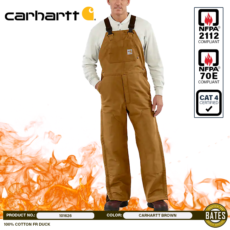 101626 Carhartt Men's FR DUCK Quilted Bib Overalls