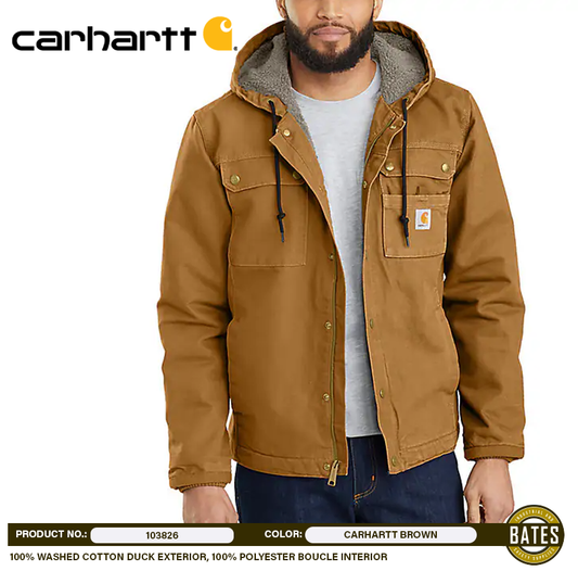 103826 Carhartt Men's Washed Duck Sherpa-Lined Utility Jacket